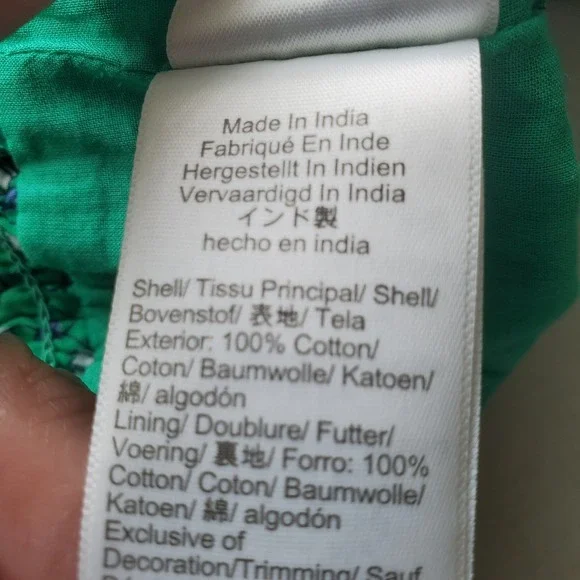 J. Crew NWT Green Floral Paisley Cotton Smocked Tiered Mini Skirt Size Large - Picture 5 of 13